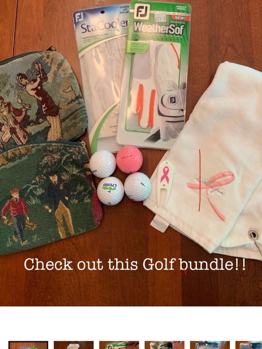 Golf Accessory Set - New Golf Gloves, Towel, Divet Repair, Vintage Bags, Balls